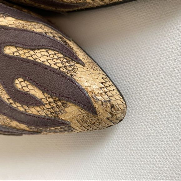 VTG Rosina Ferragamo Schiavone Leather/Snakeskin Heel Pump Flame Embossed 8.5N - Picture 5 of 9